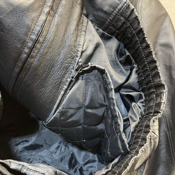 TownCraft Leather Bomber Jacket Men's Large Quilted Removable Liner Full Zip - Picture 8 of 11